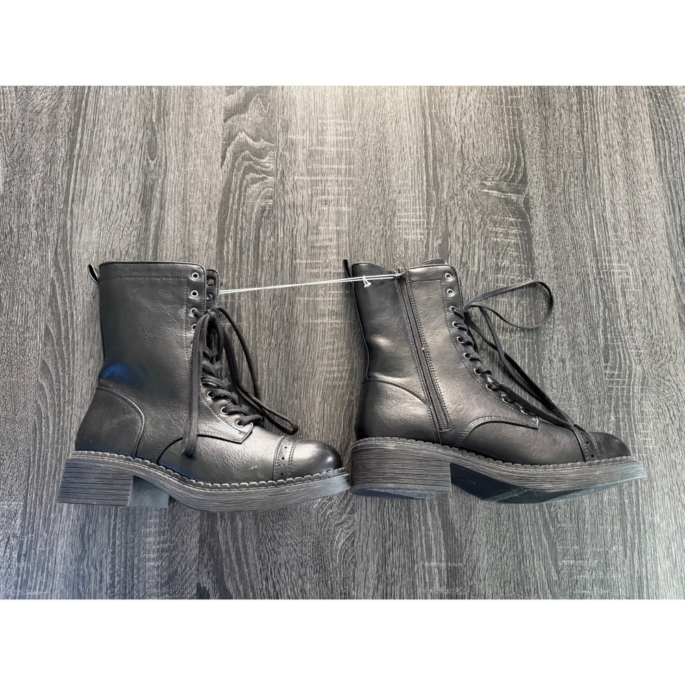 Wild Fable Helga Combat Boots Black Faux Leather Memory Foam Goth Punk 8.5